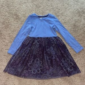 Gymboree (Small 5/6) Girls Blue/Floral Tulle Dress